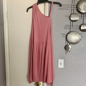 NWT $230 IN ADD MINUS mauve silk 1 shoulder dress